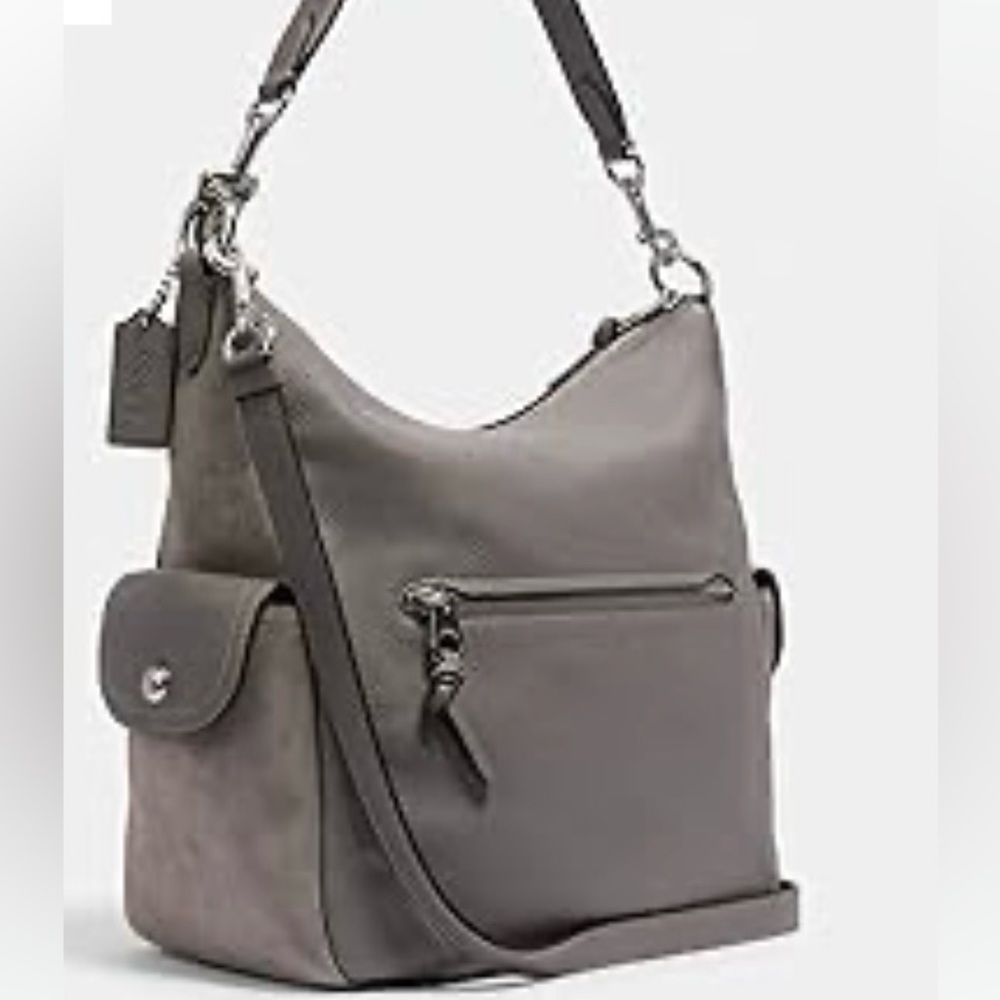 Coach Grey Leather Penny Shoulder Bag
